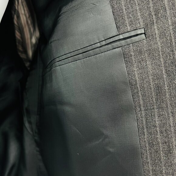 BURBERRY London Men’s 100% Wool Two Vents Stripe Grey Blazer Size 42 Long USA - Picture 8 of 14
